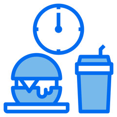 fast food blue line icon
