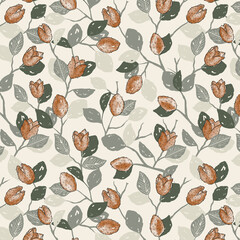 Beech Forest and Beech Nut Watercolor Pattern