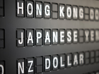 Signs name of Japan and Hong Kong country on black directory board.