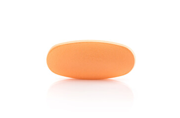 Vitamin C tablet for health in orange color isolated on white background