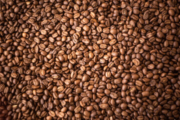 Coffee. Roasted coffee beans. Texture.
