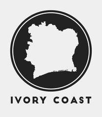 Ivory Coast icon. Round logo with country map and title. Stylish Ivory Coast badge with map. Vector illustration.
