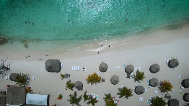  Cas Abou Beach on the Caribbean island of Curacao, Playa Cas Abou in Curacao Caribbean tropical white beach with the blue ocean. drone footage