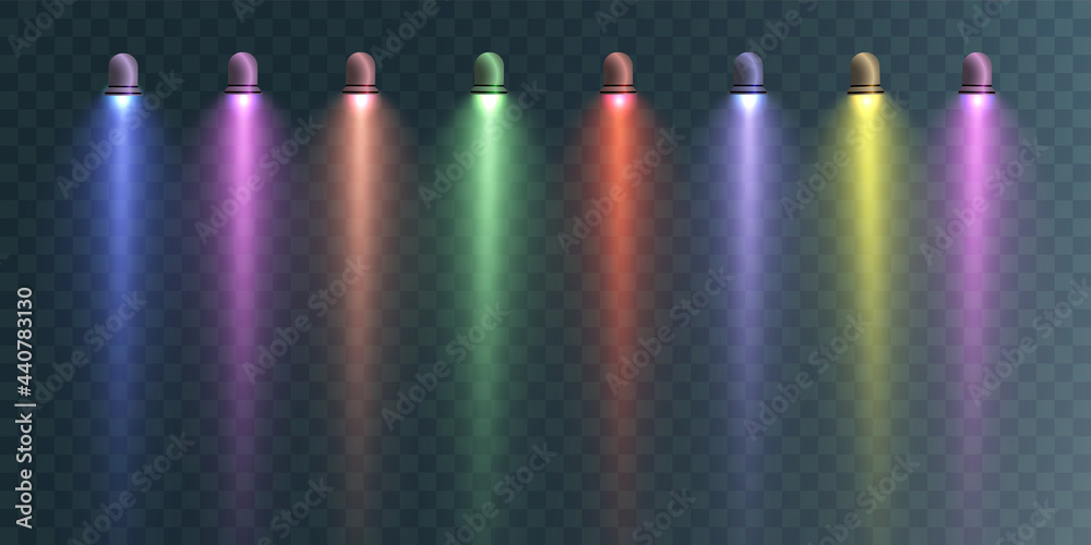 Aufkleber light spotlight for theatrical and entertainment presentation vector illustrations.