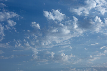 Scattered Clouds with Bright Blue Sky Background