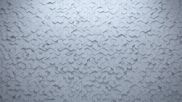 Diamond Shaped Tiles arranged to create a Futuristic wall. White, 3D Background formed from Semigloss blocks. 3D Render
