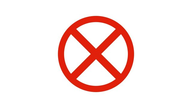 Prohibiting icon road sign animation. simple red circle prohibition Not Allowed Sign road motion design 4k with alpha channel mate