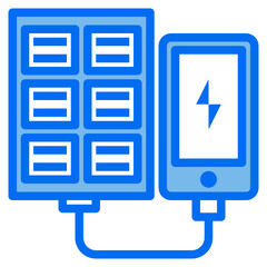 Solar Charging blue line icon