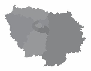 Obraz premium Ile-de-France administrative map