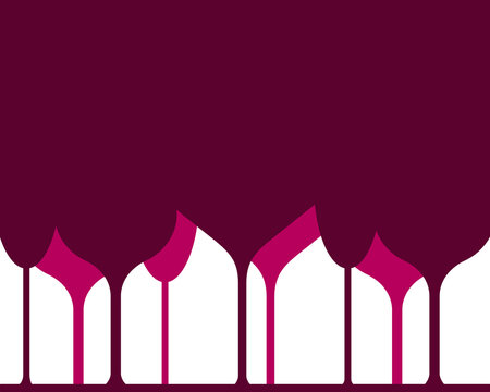 Background for wine, silhouettes of glasses, place for an inscription. For the design of label, backdrop, background, banner, packaging, wrapper. Vector illustration