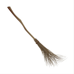 Witches broomstick for Halloween holiday. Isolated on white background. Vector EPS 10