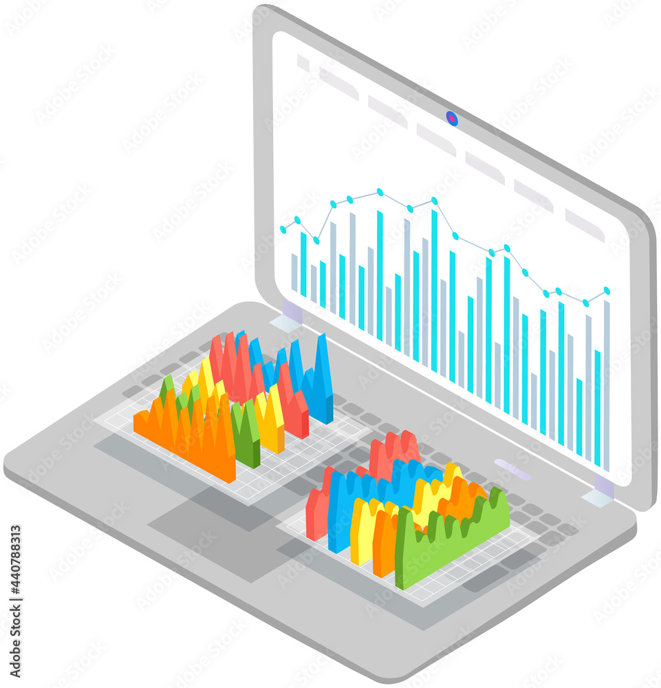 Poster visualize with business analytics. work with statistical data analysis, changing indicators. analyze
