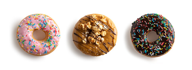 Donuts isolated from the background, top view