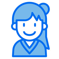 girl blue line icon