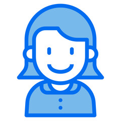 girl blue line icon