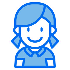 girl blue line icon