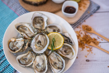 Oysters , Oyster and side dishes in Thai style