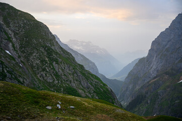 Obraz premium view from Fridolinshütte SAC in Glarus Alps
