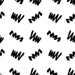 Obraz premium Vector Black zigzags on white background. Doodle drawing , monochrome colour scheme. Perfect for fashion, textiles, accessories, digital paper, social media posts, web design. 