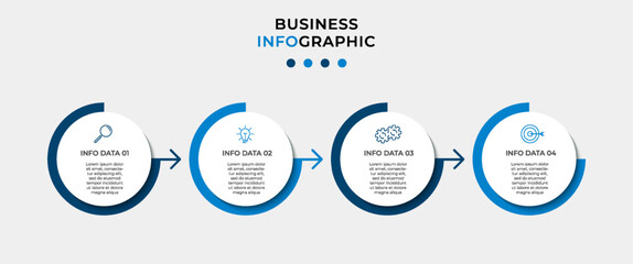 Business Infographic design template Vector with icons and 4 options or steps. Can be used for process diagram, presentations, workflow layout, banner, flow chart, info graph