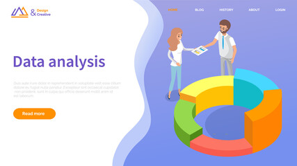 Visualize with business analytics. People work with statistical data analysis, changing indicators. Employees analyze statistical indicators, business data. Characters work with marketing research