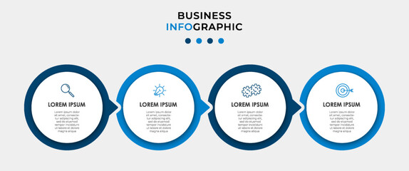 Business Infographic design template Vector with icons and 4 options or steps. Can be used for process diagram, presentations, workflow layout, banner, flow chart, info graph