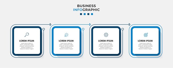 Business Infographic design template Vector with icons and 4 options or steps. Can be used for process diagram, presentations, workflow layout, banner, flow chart, info graph