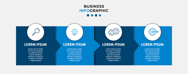 Business Infographic design template Vector with icons and 4 options or steps. Can be used for process diagram, presentations, workflow layout, banner, flow chart, info graph