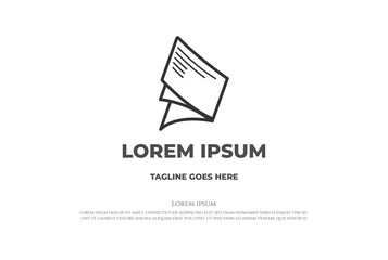 Simple Minimalist Flying Paper Sheet Newspaper Data Logo Design Vector