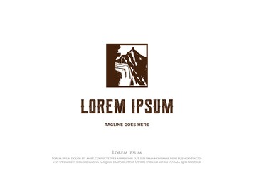 Rustic Retro Vintage Hand Climbing Mountain Rock Logo Design Vector