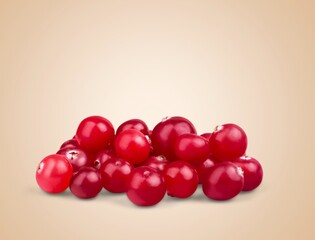 Tasty juicy ripe red cranberries on a desk