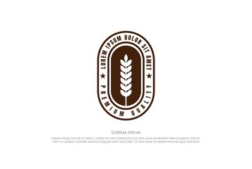Fototapeta premium Old Rustic Wheat Grain Rice Badge Emblem Label Logo Design Design Vector