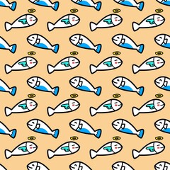 seamless pattern of cute fish cartoon
