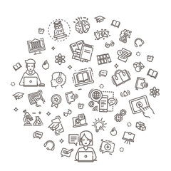 E-learning, online education elements. School education