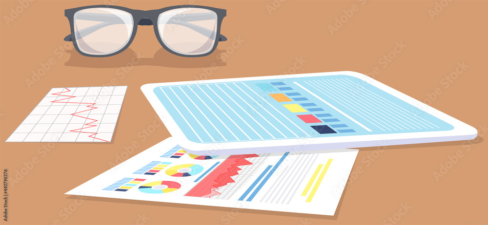 Poster visualize with business analytics. work with statistical data analysis, changing indicators. analyze