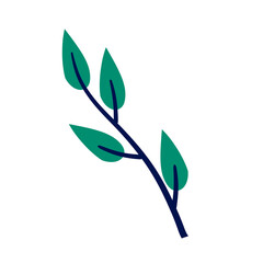Branch with green leaves. Plant design. Element of wood and nature. Flat simple illustration