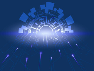 2d illustration Abstract futuristic electronic circuit technology background
