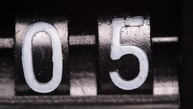 Old black mechanical counter counts numbers