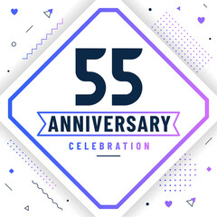 55 years anniversary greetings card, 55 anniversary celebration background free vector.