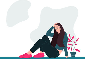 Girl sitting and thinking