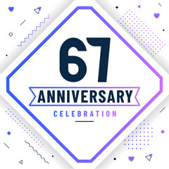 67 years anniversary greetings card, 67 anniversary celebration background free vector.