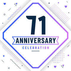 71 years anniversary greetings card, 71 anniversary celebration background free vector.