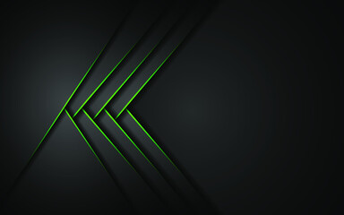 Abstract green glow lines on black background. Modern technology innovation concept background.