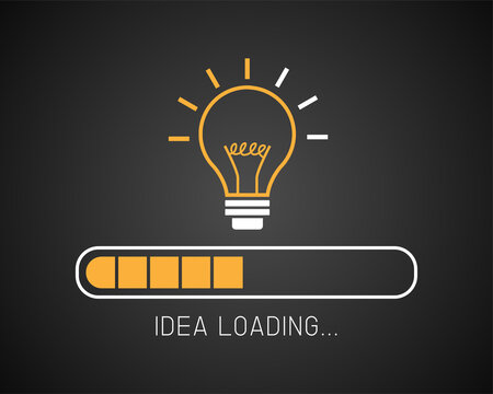 bar loading lightbulb concept. business idea successful.  innovation and solution. vector illustration in flat style modern design.