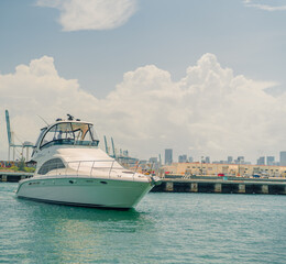 Naklejka premium ship in port yacht vacation summer Miami Beach florida usa luxury rental nautical 