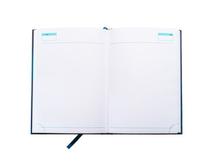 Open diary on white background isolate flatly