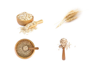 Fototapeta na wymiar pearls barley grain seed set on background .