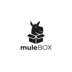 mulebox logo, fun head mule and box vector
