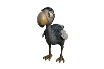 Funny cartoon character vulture baby isolated on a white background. 3d figure, clip art as a template for collage. 3d rendering, 3d illustration. © W.S. Coda