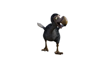 Funny cartoon character vulture baby isolated on a white background. 3d figure, clip art as a template for collage. 3d rendering, 3d illustration. © W.S. Coda